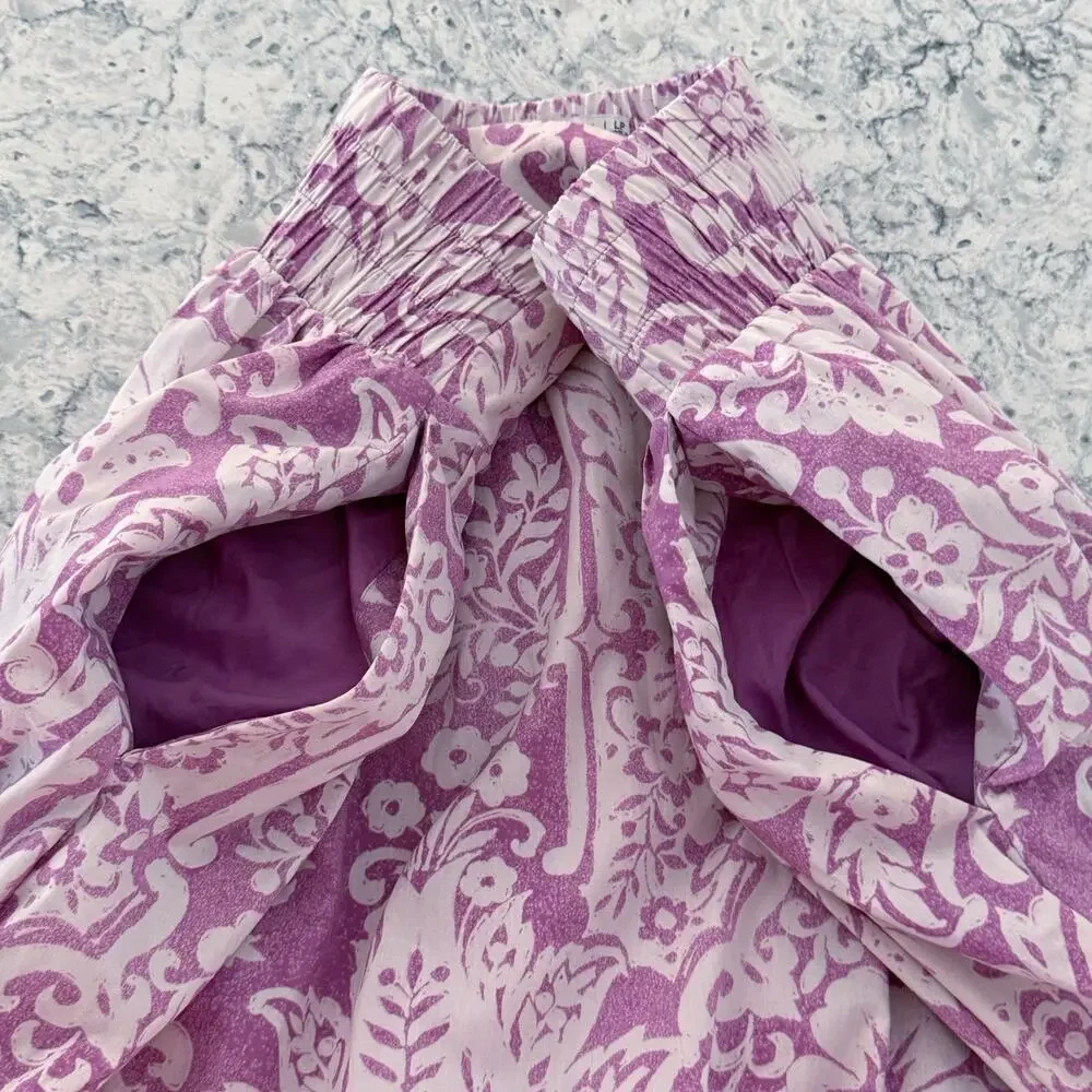 Abercrombie & Fitch LP Midi Skirt Large Petite Lavender White Pockets
